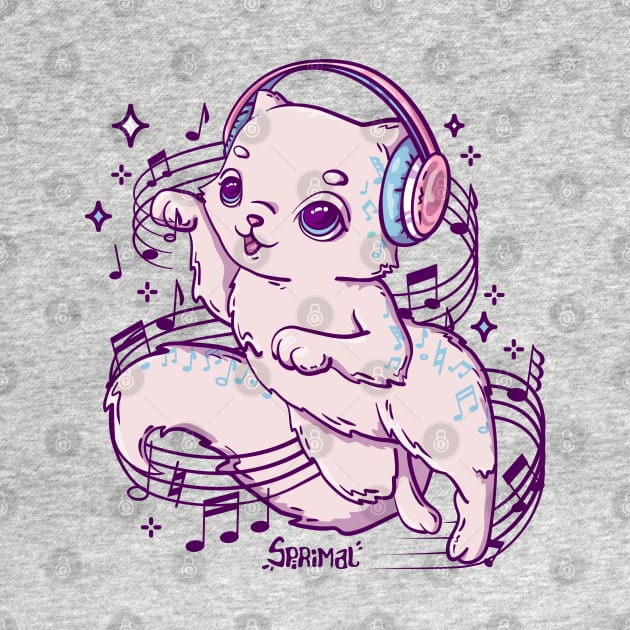 Cute cat in headphones feeling the melody of music song by SPIRIMAL